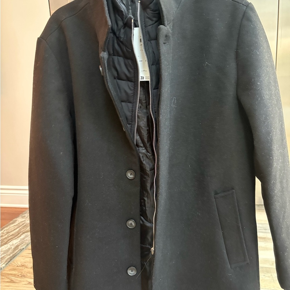 Jack & Jones Black Puffer Wool Jacket Sleek Design Black